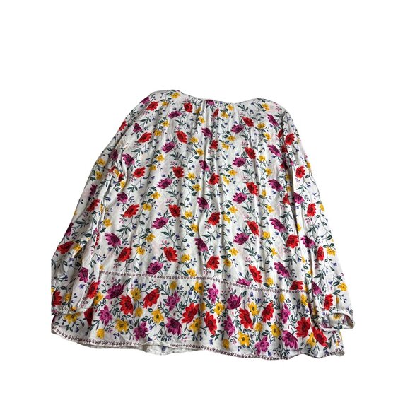 Old Navy Womens Floral Print Rayon Blouse Top Size XXL V-Neck Semi Sheer Boho - Picture 2 of 5